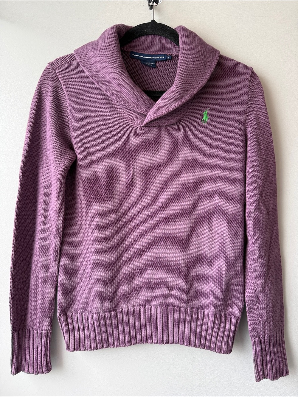 Ralph Lauren Lavender plum Shawl-Collar Knit Sweater all cotton small fall